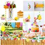 KIMIGO 175 Pcs Hawaïenne Luau Table Jupe Set de Décoration,Jupe de Table Hawaïenne,Feuilles de Palmier Fleurs Hawaïennes ballon 