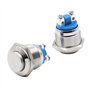 QitinDasen 10Pcs Premium 19mm Interrupteur à Bouton-Poussoir Momentané à 2 Broches, Tête Haute Ronde en Métal, 3A 250V