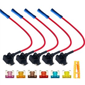 QitinDasen 5Pcs Premium 12V / 24V Profil-Bas Add-A-Circuit Porte-Fusible