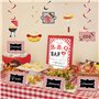 Lot de 24 cartons de table pour décoration de fête de barbecue, cartes de tente, tableau noir à carreaux avec marqueur, étiquett