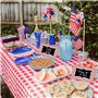 Lot de 24 cartons de table pour décoration de fête de barbecue, cartes de tente, tableau noir à carreaux avec marqueur, étiquett