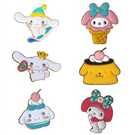 Lot de 6 broches en forme de chien cannelle