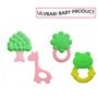 Lot de 4 jouets de dentition en silicone pour bébé, outils d'allaitement sensoriels sans BPA, anneau de dentition molaire doux p