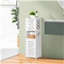 VOGGV Armoire de salle de bain, autoportante et résistante aux intempéries, avec double porte et étagère à 3 niveaux, petite arm
