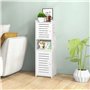 VOGGV Armoire de salle de bain, autoportante et résistante aux intempéries, avec double porte et étagère à 3 niveaux, petite arm