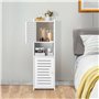 VOGGV Armoire de salle de bain, autoportante et résistante aux intempéries, avec double porte et étagère à 3 niveaux, petite arm
