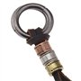 Create idea Collier en Cuir de Vache Brun Rétro Double Anneau Pendentif Colliers Cordon Réglable Ras du Cou pour Cadeaux Hommes