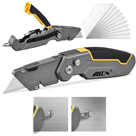 HAMOCOD Cutter Professionnel – Cutter Pliant avec 2+10 Lames SK5