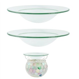 Onlvmyur 2 Pièces Lampe à Parfum Bol en Verre 12cm Chauffe-Huile en Verre Rond