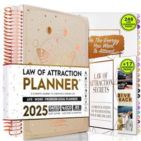 Planificateur de vie Loi de l’attraction 2024 – Un voyage de 12 mois pour augmenter la productivité et le bonheur – agenda objec