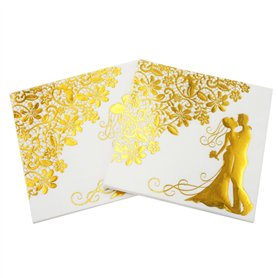 Serviettes Papier Or Table 60pcs