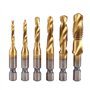 Lot de 6 tarauds hélicoïdaux métriques en acier rapide avec revêtement en titane M3 M4 M5 M6 M8 M10，enduit de titan