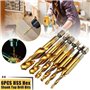 Lot de 6 tarauds hélicoïdaux métriques en acier rapide avec revêtement en titane M3 M4 M5 M6 M8 M10，enduit de titan, métrique HS
