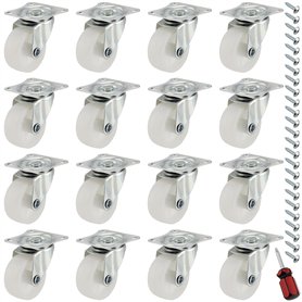 CHUEHKAK Lot de 16 roulettes pivotantes sans frein - 40 mm - Avec vis et tournevis - Pour meubles