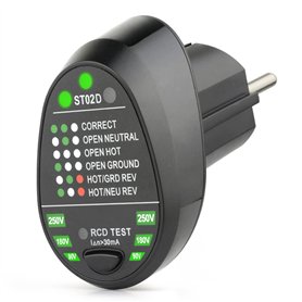 HUIOP Advanced RCD de prise électrique Test de fil de terre neutre automatique de polarité de circuit Mur EU Plug Breaker Finder