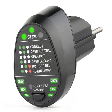 HUIOP Advanced RCD de prise électrique Test de fil de terre neutre automatique de polarité de circuit Mur EU Plug Breaker Finder