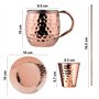 martelé 2 Tasses en cuivre avec 2 pailles et 2 sous-Verres