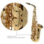 COMETX Saxophone Alto en Mib - Instrument de Musique en Laiton Laqué Or - Type de Clé 802 - Outil à Vent Avec Brosse de Nettoyag