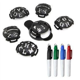 Brteyes Lot de 10 marqueurs de balle de golf - 6 pochoirs de marquage de balle de golf et 4 marqueurs de couleur pour accessoire