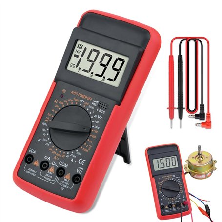 LiieyPet Voltmètre numérique multimetro testeur de tension testeur de continuité ohm voltmètre ampèremètre tension AC/DC tension