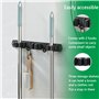 Support de balai mural, support de balai mural avec 3 supports et 2 crochets, support mural autocollant en acier inoxydable, cro