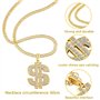 ZJRung Kit de Costume Hip Hop Lunettes de Soleil et Bagues de Rappeur Chapeau Collier Dollar Bracelet Chaîne d'or 80s 90s Access