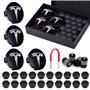 SPORWAY Kit d'Enjoliveurs pour Tesla Model 3 et Y - Accessoires avec Écrous de Roue et Logo Tesla - Compatible Model X et S