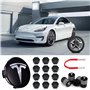 SPORWAY Kit d'Enjoliveurs pour Tesla Model 3 et Y - Accessoires avec Écrous de Roue et Logo Tesla - Compatible Model X et S