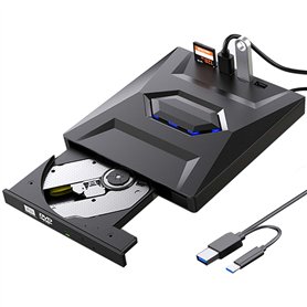 Aicharynic Multifonctionnel USB3.0 & Type-C Graveur CD/DVD: Lecteur DVD Externe 5-en-1