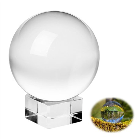 Boule en verre : boule de cristal K9 Boule transparente 80 mm Boule en verre Photographie Boule de cristal transparente avec bas