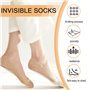Benaewa Lot de 5 paires de chaussettes invisibles antidérapantes en dentelle avec bandes en silicone pour baskets et chaussures 
