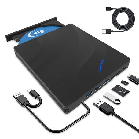 TOMVYTER 7 en 1 Portable Lecteur Blu-Ray Externe