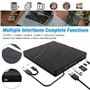 Portable Blu Ray Externe Lecteur,7 en 1 Lecteur Blu-Ray Externe USB3.0 Type -C ,Graveur CD Externe Portable avec Emplacement pou