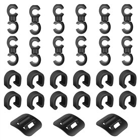 Lot de 27 clips de câble de frein et de vitesse pour vélo avec support de fixation et guide de serrage comprenant 12 clips C pou