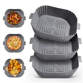 3 Pièces Moule Silicone Air Fryer: Réutilisable Accessoires Air Fryer Plat pour Air Fryer Remplacer le Papier Cuisson AirFryer -