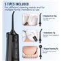 Liebssen Jet Dentaire Hydropulseur dentaires Fonctionnement à un bouton 6 intensités d'eau 5 embouts IPX7 Réservoir de 300 ml po