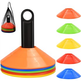 25 Plots de Marquage pour Football - Cônes d'Entraînement Multicolores avec Sac Filet | pour Slalom