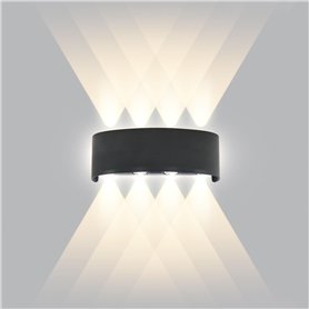 CHEVVY Applique Murale LED Noir 8W Applique Intérieur/Exterieur Murale IP65 Lampe Blanche Chaude 3000K Murale Moderne Carré Up D