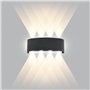 CHEVVY Applique Murale LED Noir 8W Applique Intérieur/Exterieur Murale IP65 Lampe Blanche Chaude 3000K Murale Moderne Carré Up D