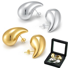 2 paire Boucle Oreille Goutte D'eau 18k