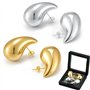 2 paire Boucle Oreille Goutte D'eau 18k