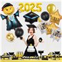 WTZWYFWJ 2025 Graduation Party Decoration Kit,Ballons de cérémonie de Remise des diplômes,NoirOr Ballon ​Remise ​des Diplômes,po