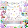 Tuofang 102 Pièces Kit Vaisselle et Décoration Anniversaire Licorne Fille