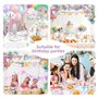 Tuofang 102 Pièces Kit Vaisselle et Décoration Anniversaire Licorne Fille, Assiette Jetable Anniversaire de Fête Licorne pour 16