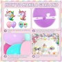 Tuofang 102 Pièces Kit Vaisselle et Décoration Anniversaire Licorne Fille, Assiette Jetable Anniversaire de Fête Licorne pour 16