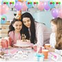 Tuofang 102 Pièces Kit Vaisselle et Décoration Anniversaire Licorne Fille, Assiette Jetable Anniversaire de Fête Licorne pour 16