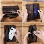 Contacts Porte-Monnaie pour Homme en Cuir véritable avec Fermeture éclair pour Carte d'identité, téléphone, Porte-Monnaie, Porte