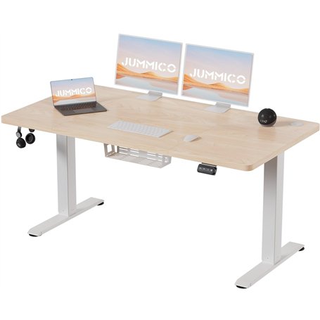 JUMMICO Bureau réglable en Hauteur 140 x 60 cm (71 à 119 cm)