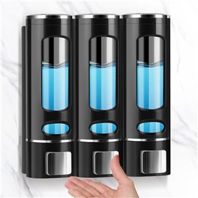 Lot de 3 distributeurs de Savon Mural - 400 ML - Noir - Distributeur de Savon - Distributeur de Liquide Vaisselle - Lavabo - Dis