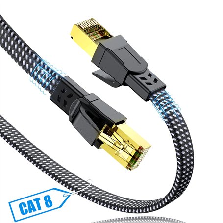 SWECENT – Câble Ethernet gigabit Cat 8 plat RJ45 haut débit pour réseau LAN